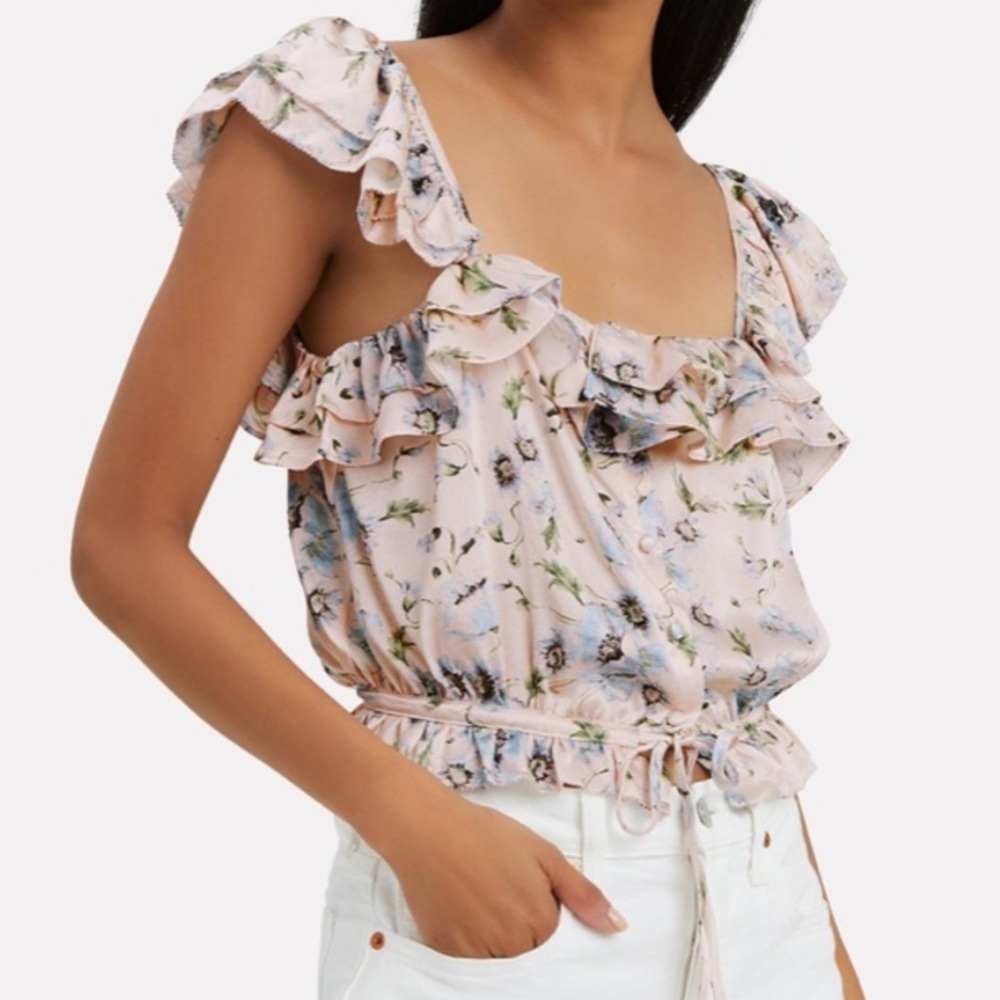 LOVESHACKFANCY Mia Floral Cropped Top XS